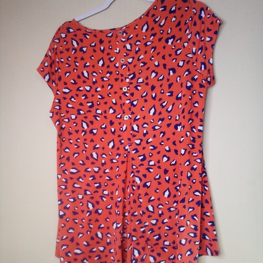 N Touch Blouse M Lot of 3 Short Sleeve Soft Stretch Pattern Yellow Red Green - Picture 8 of 12